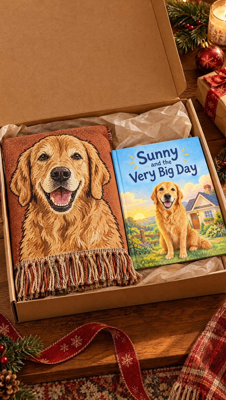 Gift box with the blanket and the storybook