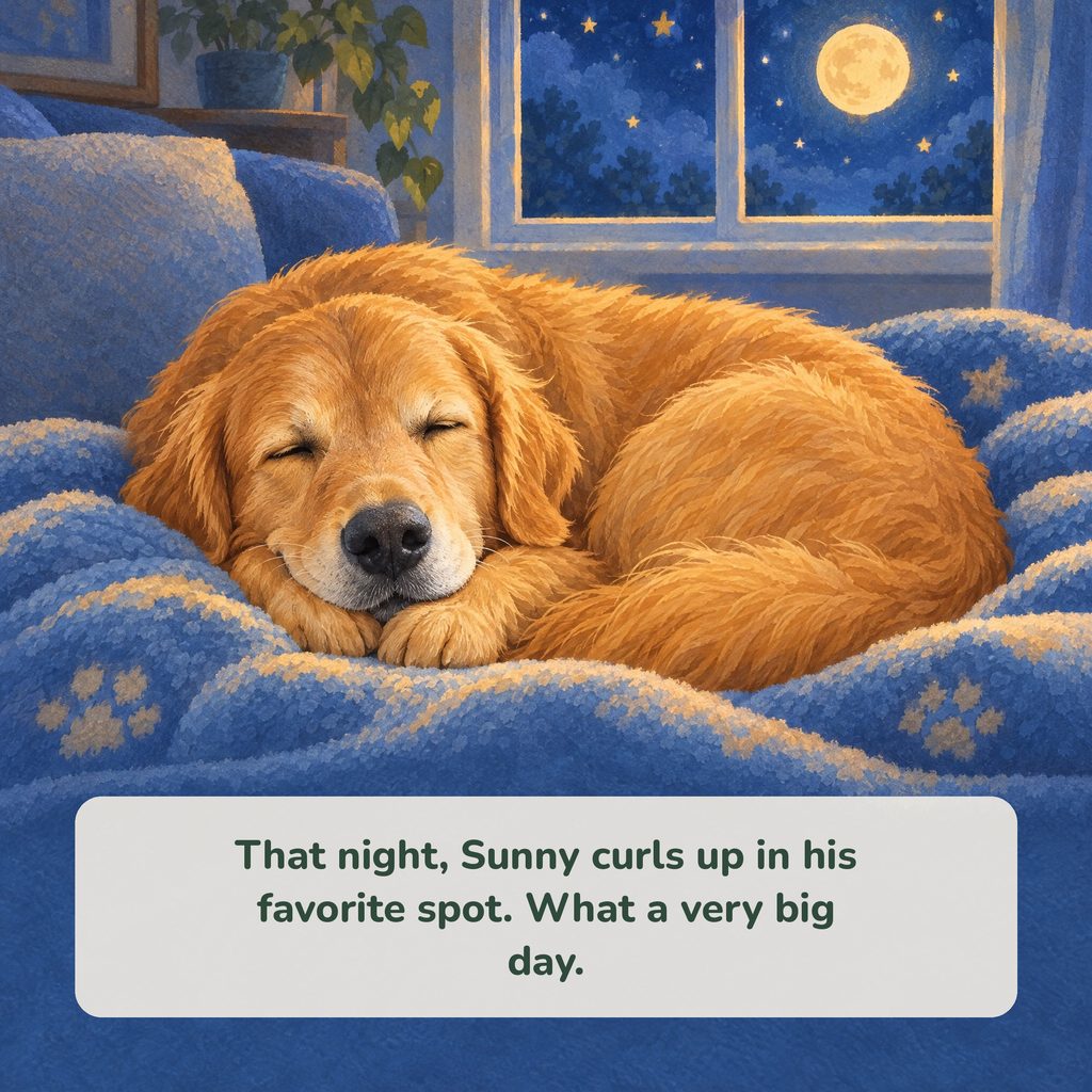 Page: the dog asleep at night
